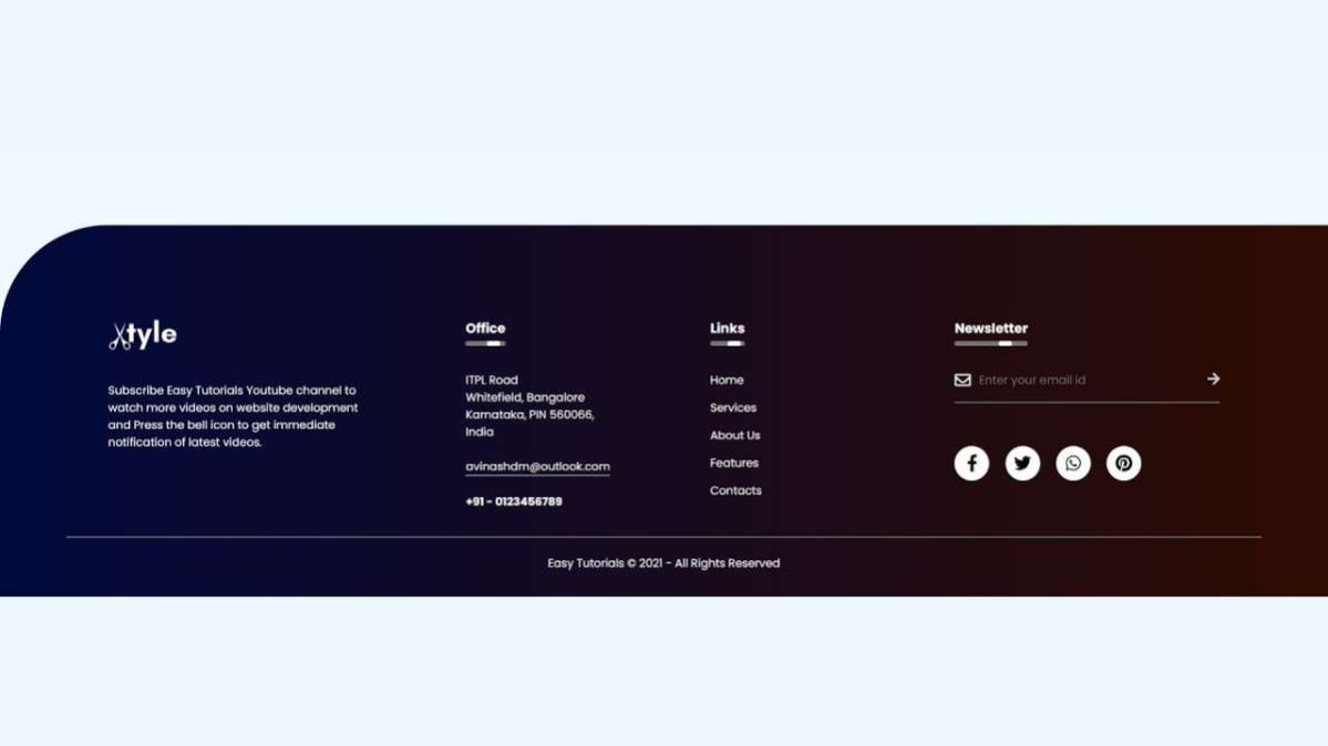 footer - cosa deve includere